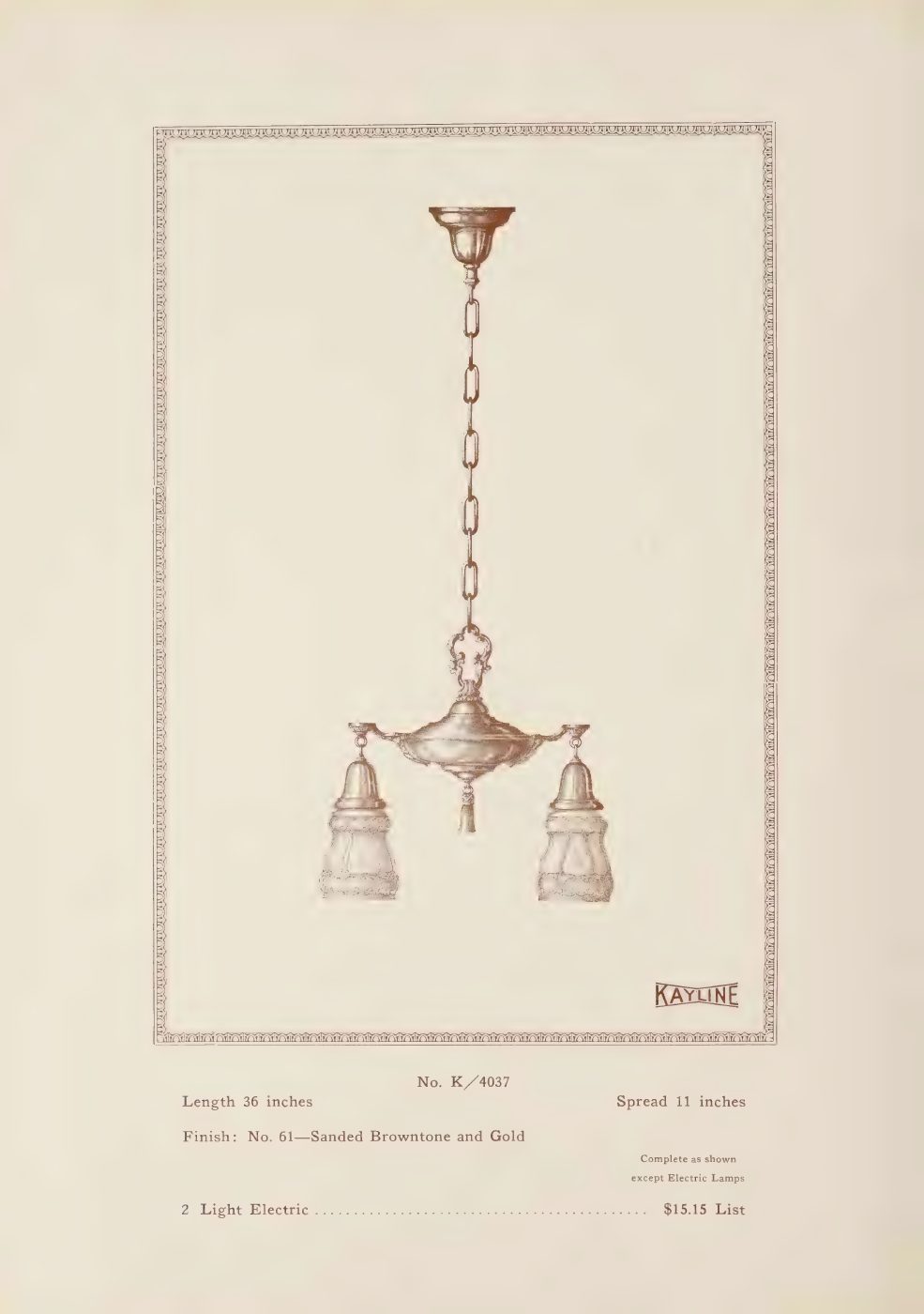 A three-light hanging fixture with matching bell-shaped shades.