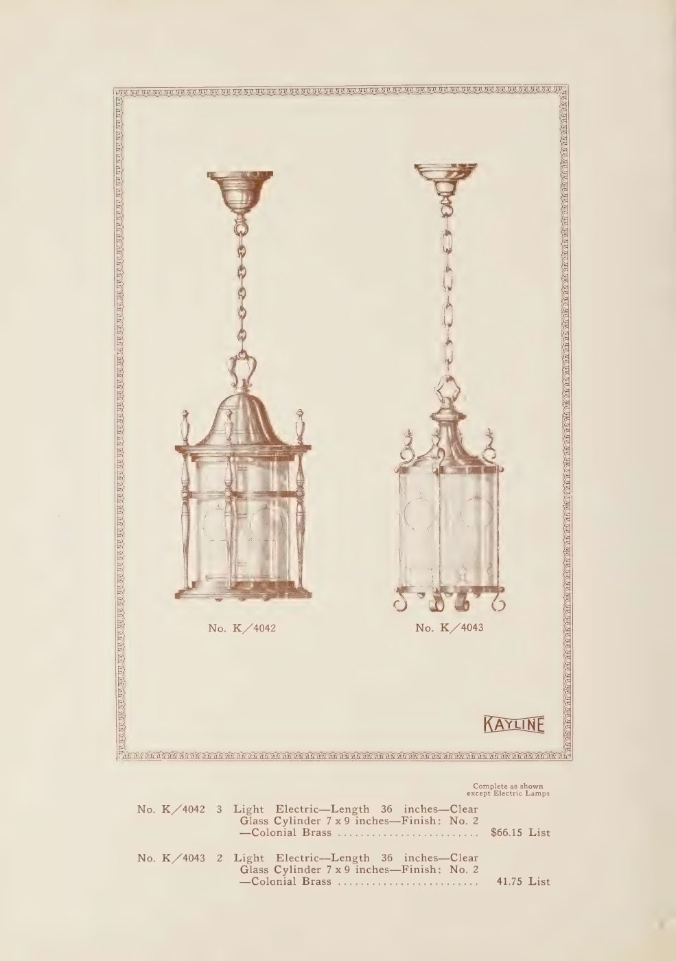 Paired hanging lanterns demonstrating two body and suspension treatments.