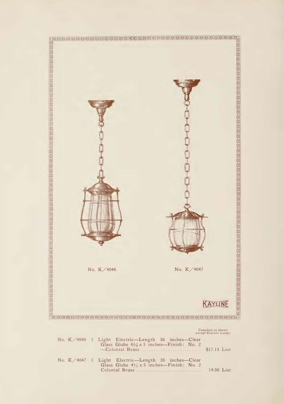 Two elongated lantern pendants with different frame and glass patterns.