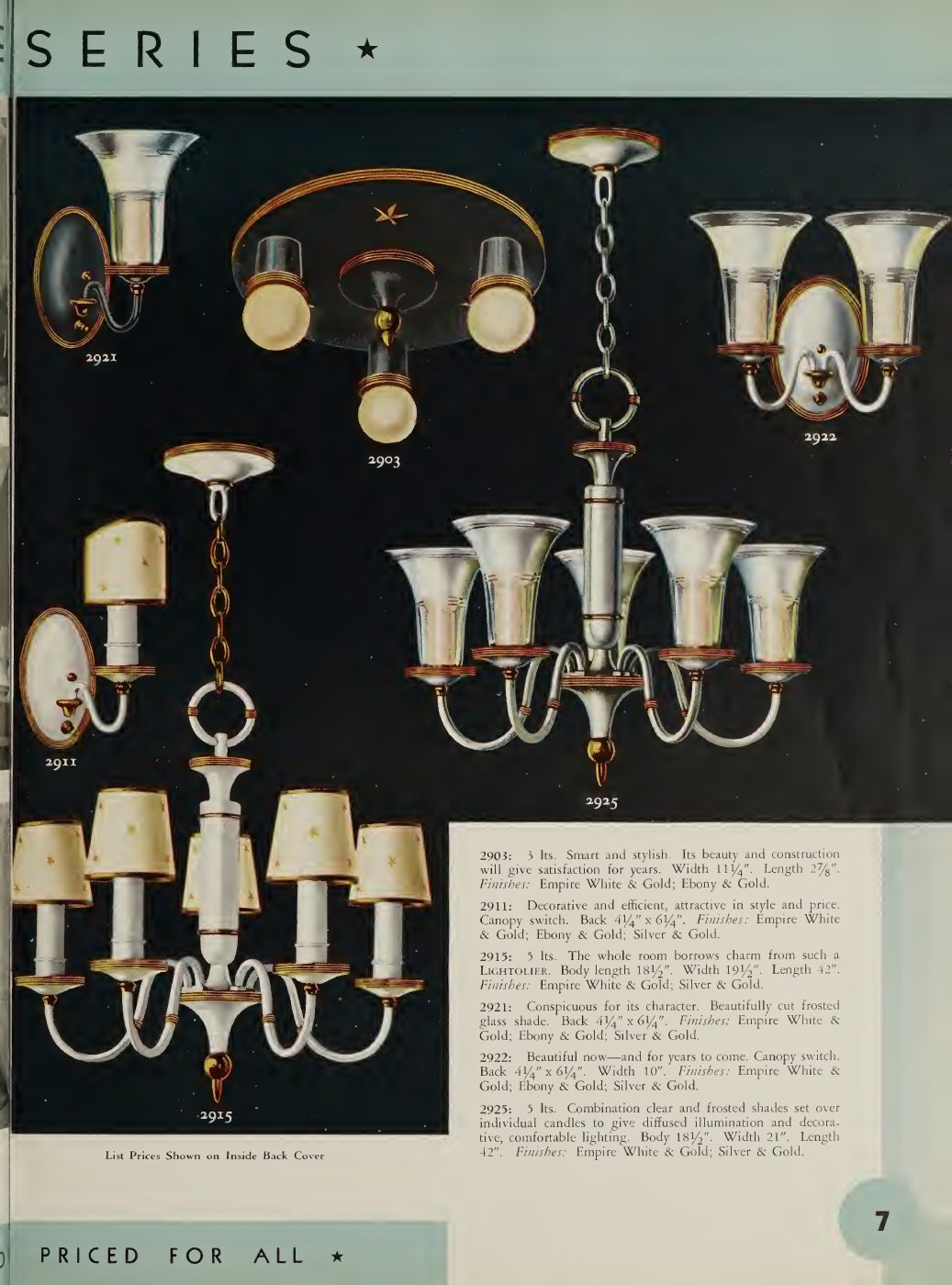 The Empire series: chandeliers and brackets interpreted through early nineteenth-century motifs.